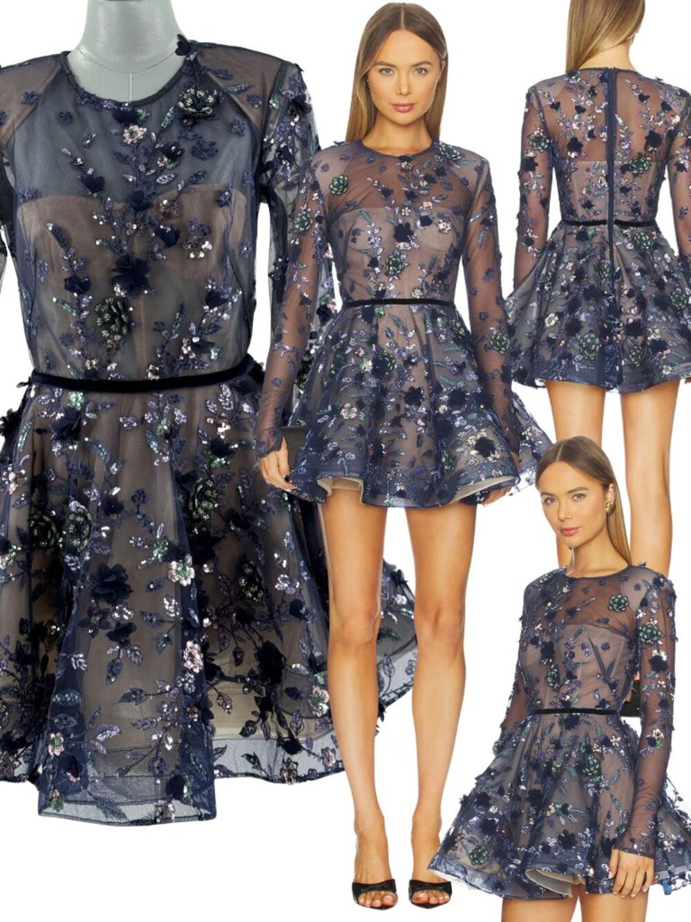 🆕 BRONX & BANCO 🧿 NWOT Talulah Long Sleeve Mini Dress, Navy - Sz M US 6